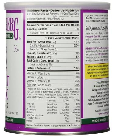Meyenberg Goat Milk Powder (12 oz, Pack of 2) - Pure & Natural Dairy Alternative - Buy Online on GoSupps.com