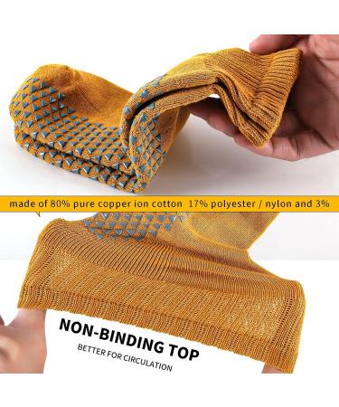 Wide Non-Skid Grip Socks for Lymphedema Swollen Feet - 3 Pairs (Apricot) - Buy Online on GoSupps.com