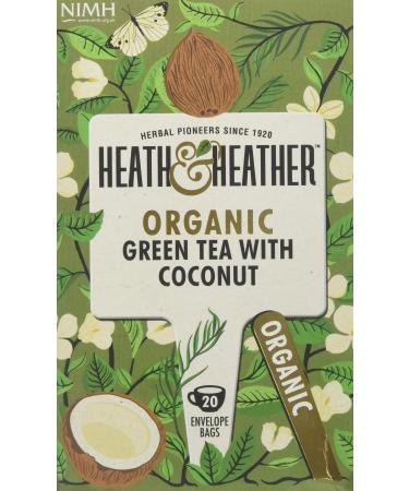 HEATH & HEATHER Organic Green Tea with Coconut 20ct, 20 CT