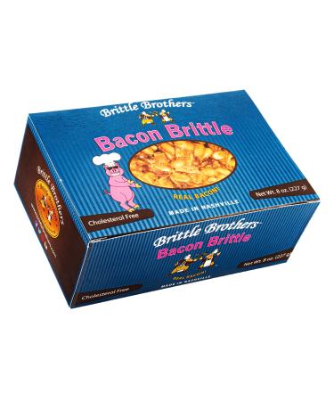 Brittle Brothers Bacon Peanut Brittle - 8 oz Box - Voted #1 in America - 4 x's more Nuts! - Cashew Pecan Bacon Corporate Gift Men Women Candy Snack Birthday Sampler Christmas Mother Father Graduation Office Mix Valentines