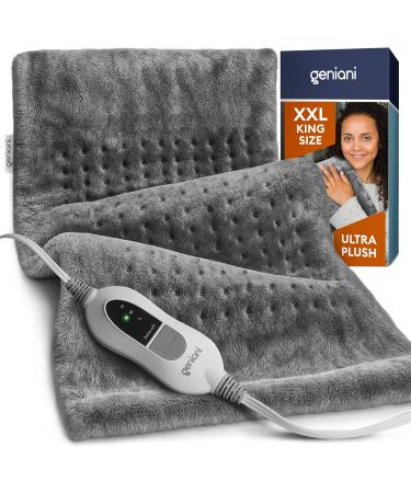 GENIANI Heating Pad for Back Pain - 2X-Large 18"x26" - Tabby Gray