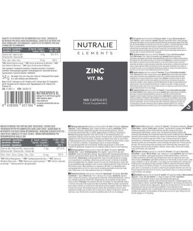 BIO-available ZINC - Zinc Citrate - Anti-Acne - Food Supplement Immune System - Zinc Citrate and Vitamin B6-120 Vegetable Capsules - NUTRALIE - Buy Online on GoSupps.com