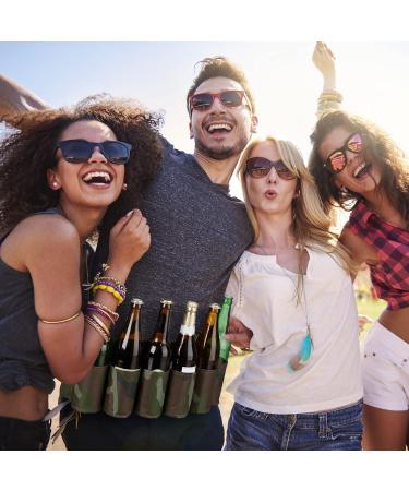 Relaxdays Beer Belt Sixpack - Adjustable Camouflage Holder for 6 Cans & Bottles (0.2-0.5L) - Green/Brown Perfect for Outdoor Fun! - Buy Online on GoSupps.com