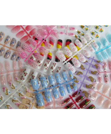 5 or 10 Fishbones of medium length Full Coverage patterns: jewels gems flowers swirls butterfly false nails manicure & glue by Fat-Catz-copy-catz (10x random designs false nails fishbones) - Buy Online on GoSupps.com