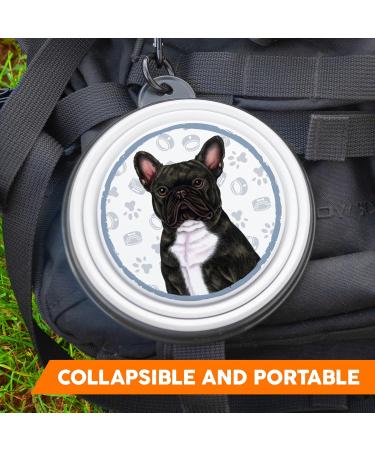 Portable Black French Bulldog Food & Water Bowl with Carabiners - Perfect for On-the-Go Pet Owners - Buy Online on GoSupps.com