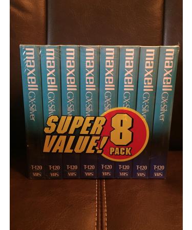 Maxell 214150 T120GX/8PK VHS Cassette Standard Grade T-120, 6 Hour - 8 Pack