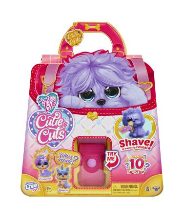 Little Live Pets Scruff-a-Luvs Cutie Cuts Shave Reveal and Style Plush Rescue pet Purple Single