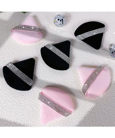 6 Pack Velour Triangle Makeup Puffs - Soft Cosmetic Foundation Sponge for Loose & Mineral Powder - Black & Pink Undereye Setting Tool - Buy Online on GoSupps.com