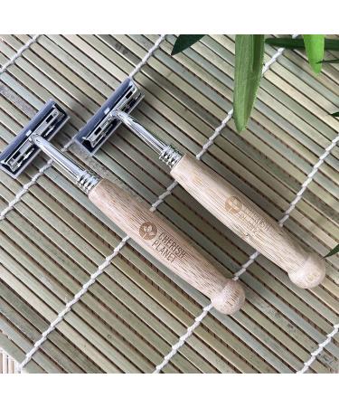 Eco-Friendly Natural Bamboo Razor with 2 Replaceable Blades - Sustainable Shaving Solution for International Shipping - Buy Online on GoSupps.com