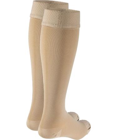 Truform 20-30 mmHg Compression Stockings for Men & Women | Knee High Closed Toe Beige | Small Size (1 Pair - Buy Online on GoSupps.com