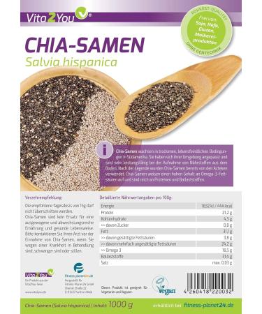 Buy Premium Vita2You Chia Seeds 1kg - Salvia Hispanica - Best Quality - International Shipping Available - Buy Online on GoSupps.com