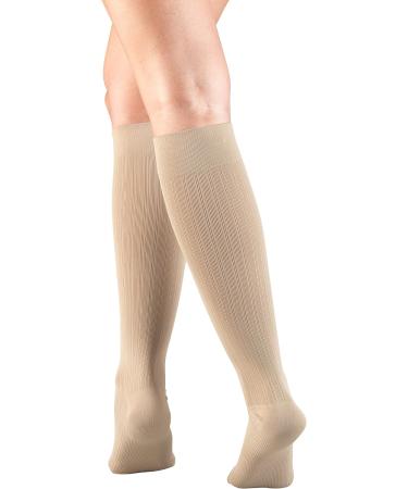 Truform Women's Compression Socks 15-20 mmHg Knee High Dress Socks - Tan Rib Knit, Small (2 Pack) - Buy Online on GoSupps.com