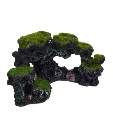 Relaxdays Aquarium Decoration Stone Natural Look Decorative Hiding Place Rock Cave Aquarium Accessory HxW 8.5x17cm Black-Green - Buy Online on GoSupps.com