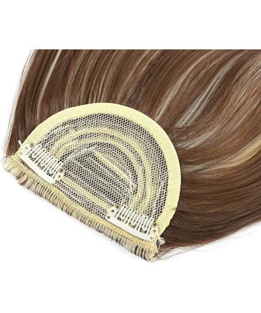 Clip In Bangs Hair Extensions - Neat Front Full Bangs Fringe, Light Brown & Bleach Blonde, Straight Hairpiece for Women - Buy Online on GoSupps.com