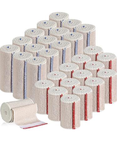 30 Pcs Elastic Bandage Wrap Compression Bandage with Self Closure Washable Reusable Elastic Bandage for Sports Sprains Injuries (3 Inch  4 Inch in Width)