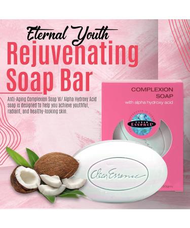 Clear Essence Anti-Aging Complexion Soap - Alpha Hydroxy Acid Exfoliating Bar for Acne & Aging - Dermatologist Tested for All Skin Types (5 Oz - Buy Online on GoSupps.com