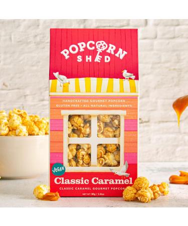 Popcorn Shed Classic Caramel Gourmet Popcorn Gift Box Natural Caramel Flavour Gluten Free Vegan Movie Night Snack 80 g - Buy Online on GoSupps.com