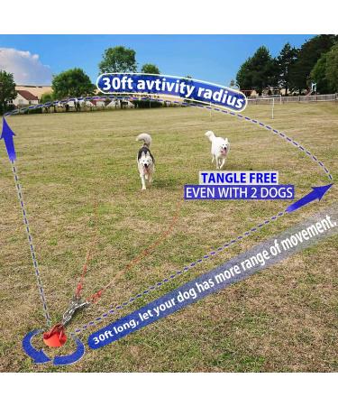 Dog Tie Out Cable and Stake - 360 No Tangle Heavy Spiral Dog Yard Stake and Leash for Small Medium Large Dogs Up to 100 lbs - 30ft Dog Chain Leash for Outside Yard Beach Lawn (Red) - Buy Online on GoSupps.com