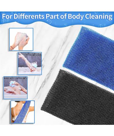 African Exfoliating Net Sponge Set - 2 Pcs Bath Washcloth & Body Scrubber Towel (Black & Blue) - Buy Online on GoSupps.com