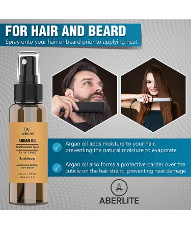 Aberlite Hair & Beard Heat Shield Spray - Argan Oil Thermal Protector - 450 F Protection - 4oz - Buy Online on GoSupps.com