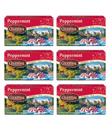 Celestial Seasonings Peppermint Herbal Tea Caffeine Free 20 Tea Bags Box Pack Of 6