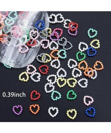 100Pcs Colorful Heart Nail Charms | Acrylic Pearls Beads for Manicure & DIY Crafts - Buy Online on GoSupps.com