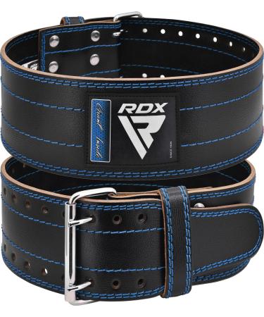 RDX 4 weight lies leather IPL UPA approved 12 adjustable holes 6mm training belt buckle powerlifting fitness strength training belt bodybuilding weight lifting padded men women blue X-Small