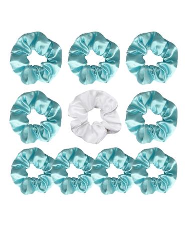 LADY & HOME 10 Packs Bridesmaids Scrunchies Bridesmaid Proposal Gifts Favors for Bachelorette Party Bridal Party Bridal Shower(Blue)