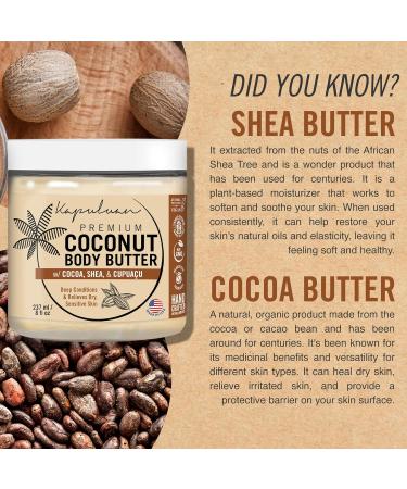 Coconut Body Butter for Dry Skin | Nourishing Body Cream with Raw Coconut Oil Cocoa Butter & Shea Butter | Whipped Moisturizer for Women - Buy Online on GoSupps.com