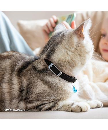 Collardirect Leather Cat Neck Collar - Safety Elastic Kitten Band with Bell - 23-28 cm - Available in Black Blue Red Orange Green Pink - International Shipping - Buy Online on GoSupps.com