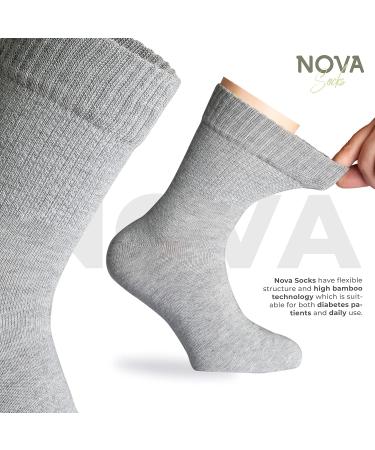 Bamboo Diabetic Ankle Socks for Men | Wide Fit for Swollen Legs | Non-Binding & Ideal for Hiking | Grey 10-13 - Buy Online on GoSupps.com