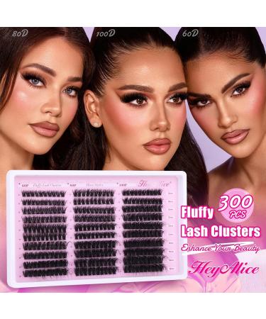 HeyAlice Fluffy Lash Clusters - 60/80/100D D Curl Eyelash Extensions | Thick 10-18mm Individual Lashes for Stunning Volume - Buy Online on GoSupps.com
