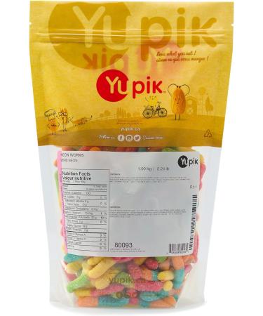 Yupik Gummy Neon Worms 1 kg 6 Count Gluten-Free Sweet & Sour Fruity Flavors Sugary Coating Chewy Small Gummies Fun Treat Sweet Candy Delicious Snack Ideal for Gifting Holidays & Baking 6 kg - Buy Online on GoSupps.com