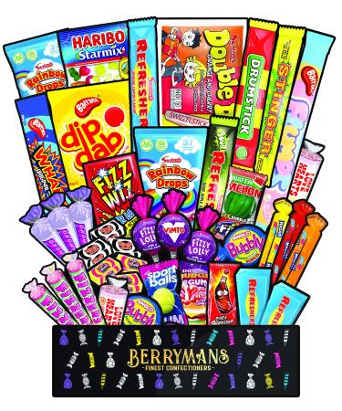 Box Of Old Fashioned Jumbo Sweets Gifts for Men or Women |A Huge Retro Hamper Box By Berrymans | Black Jacks Parma Violets.