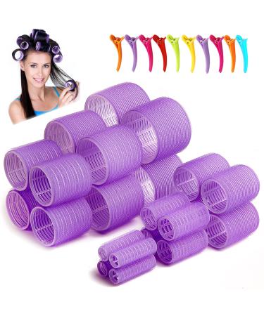 Hair Roller Jumbo Size sets Self Grip Salon Hair Curlers Large Hair Rollers 3 Inch 6 Size 24 Pack Purple-24 pack