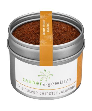 Marriage of the spices chili chipotle jalapeno ground chilli powder smoked chipotle chilli red fruity and sharp slightly smoky aroma top quality in a re-lockable aroma can 60 g