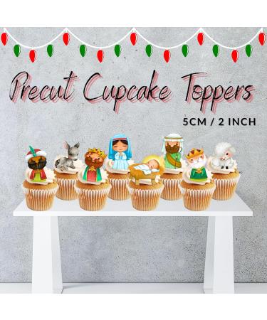 PRECUT Christmas Nativity Cupcake Toppers Edible Christmas Nativity Cake Decorations Christmas Decorations Christmas Cake Topper (12) - Buy Online on GoSupps.com