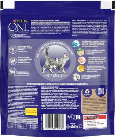 PURINA ONE Bifensis | Chicken Dry Food for Adult Cats | 450g Bag | Pack of 10 - Buy Online on GoSupps.com