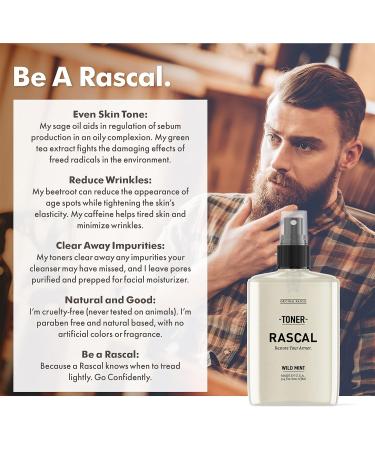 Rascal Face Toner for Men - Sage Oil Beetroot & Caffeine to Reduce Wrinkles and Clear Away Impurities (3.4 Fl Oz) - Buy Online on GoSupps.com