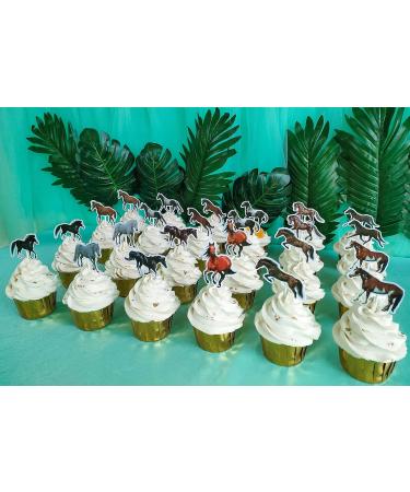 Horse Cupcake Toppers Horse Racing Party Cake Decoration for Horse Theme Birthday Party Kentucky Derby Supplies SET of 24 - Buy Online on GoSupps.com