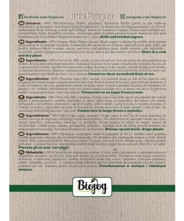 Biojoy Organic black pepper (100 g) ground without additives (Piper nigrum L.) - Buy Online on GoSupps.com