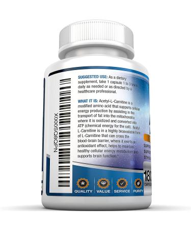 BRI Acetyl L-Carnitine 500mg - Energy Boost & Memory Support - 180 Vegetable Capsules - Buy Online on GoSupps.com