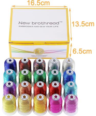New brothread 20 Assorted Metallic Embroidery Machine Thread Kit - 500M Each Spool - Buy Online on GoSupps.com