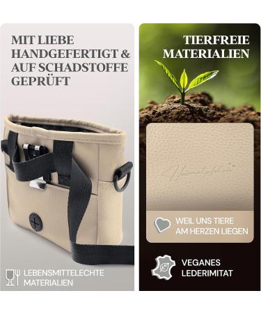 Heimatpfoten Dog Food Bag - Stylish Imitation Leather Walking Bag with Magnetic Closure | S Caramel - Perfect Dog Treat Holder for Travel - Buy Online on GoSupps.com