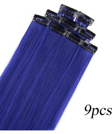 Rhyme 9PCS 21\\ Colored Clip in Blue Hair Extensions for Women - Party Highlights - Buy Online on GoSupps.com