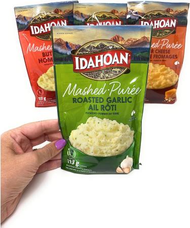 Idahoan Mashed Potatoes Bundle of 4 Variety Pack - Buttery Mashed Four Cheese Mashed Butter & Herb Mashed Roasted Garlic Mashed - Buy Online on GoSupps.com