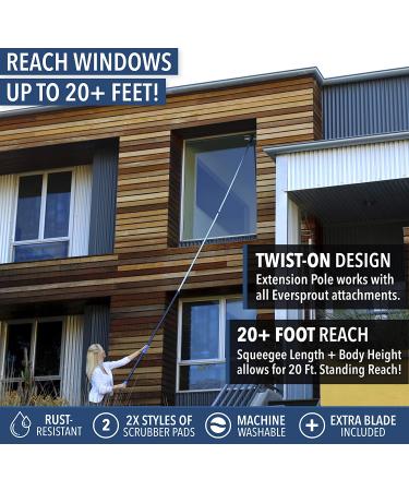 Eversprout 13ft Swivel Squeegee & Microfiber Window Scrubber Kit | Lightweight Extension Pole for Easy Window Cleaning - Buy Online on GoSupps.com