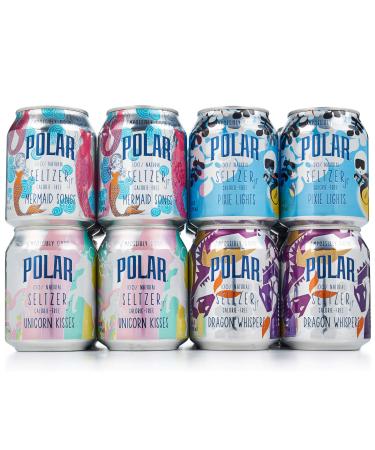 POLAR 100% Natural Seltzer Jr 24 ct Variety Pack The Impossibly Good Collection (Unicorn Kisses, Pixie Lights, Mermaid Songs, Dragon Whispers)