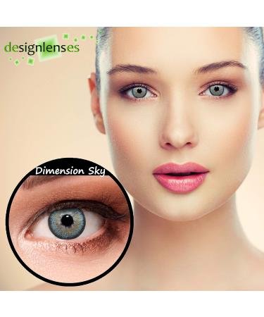 Buy Sky Blue Design Lens - Monthly Colored Contact Lenses for Dark Eyes | Natural Effect -2.50 Strength 1 Pair + Free Case - Buy Online on GoSupps.com