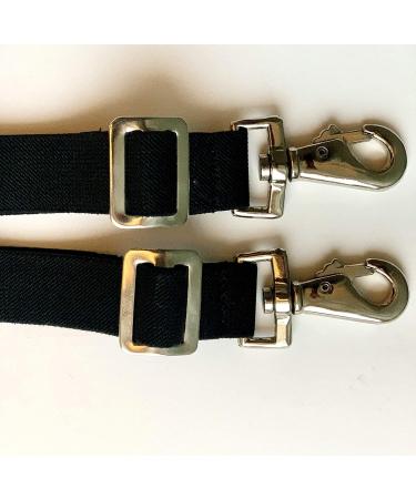 Majestic Ally Pack of 2 Adjustable Length Horse Blanket Sheet Replacement Elastic Leg Strap with Double Swivel Snaps - Black - Buy Online on GoSupps.com